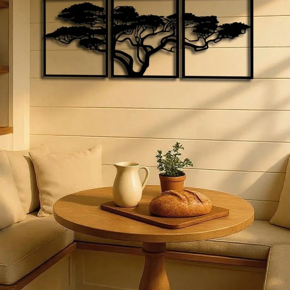 Handmade African Baobab Tree Metal Wall Art – Tribal Boho Tree of Life Sculpture