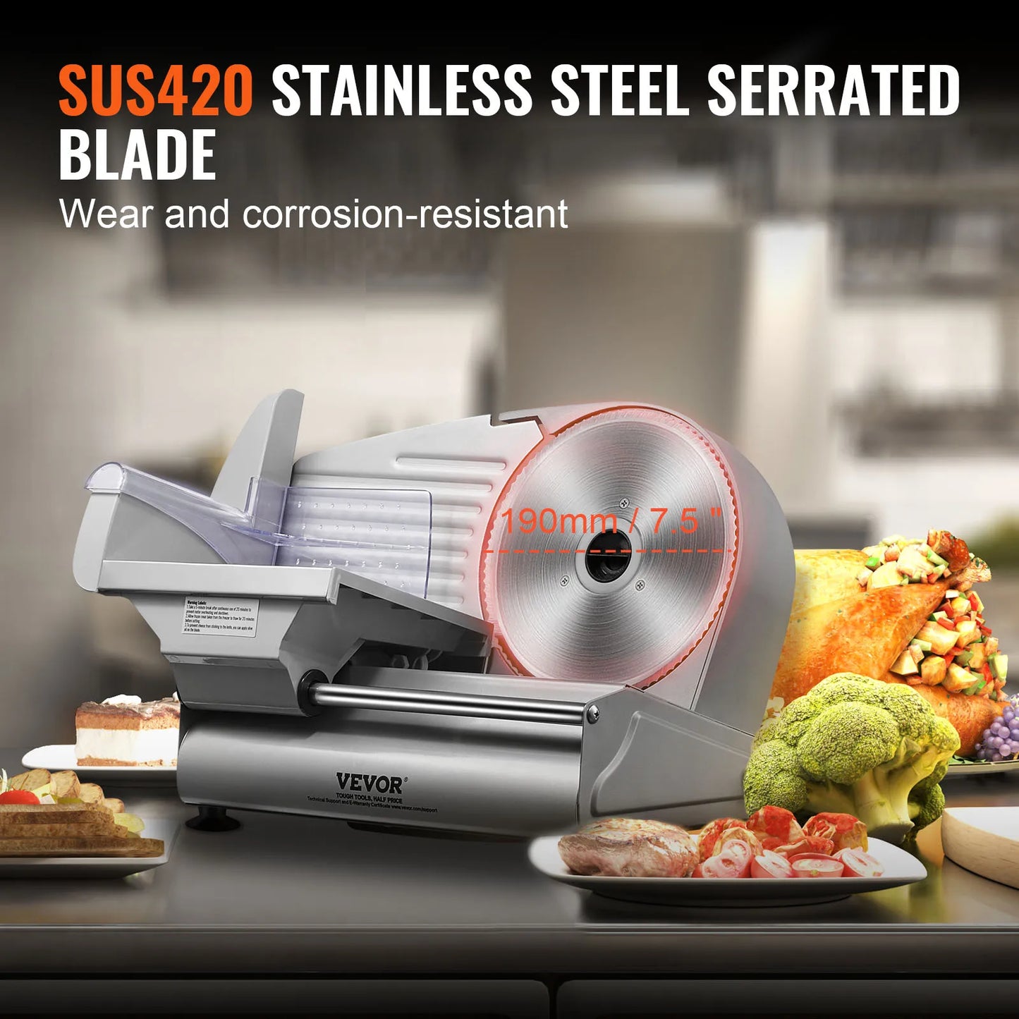 Meat, Deli Food Slicer Stainless Steel Blade, Blade Guard