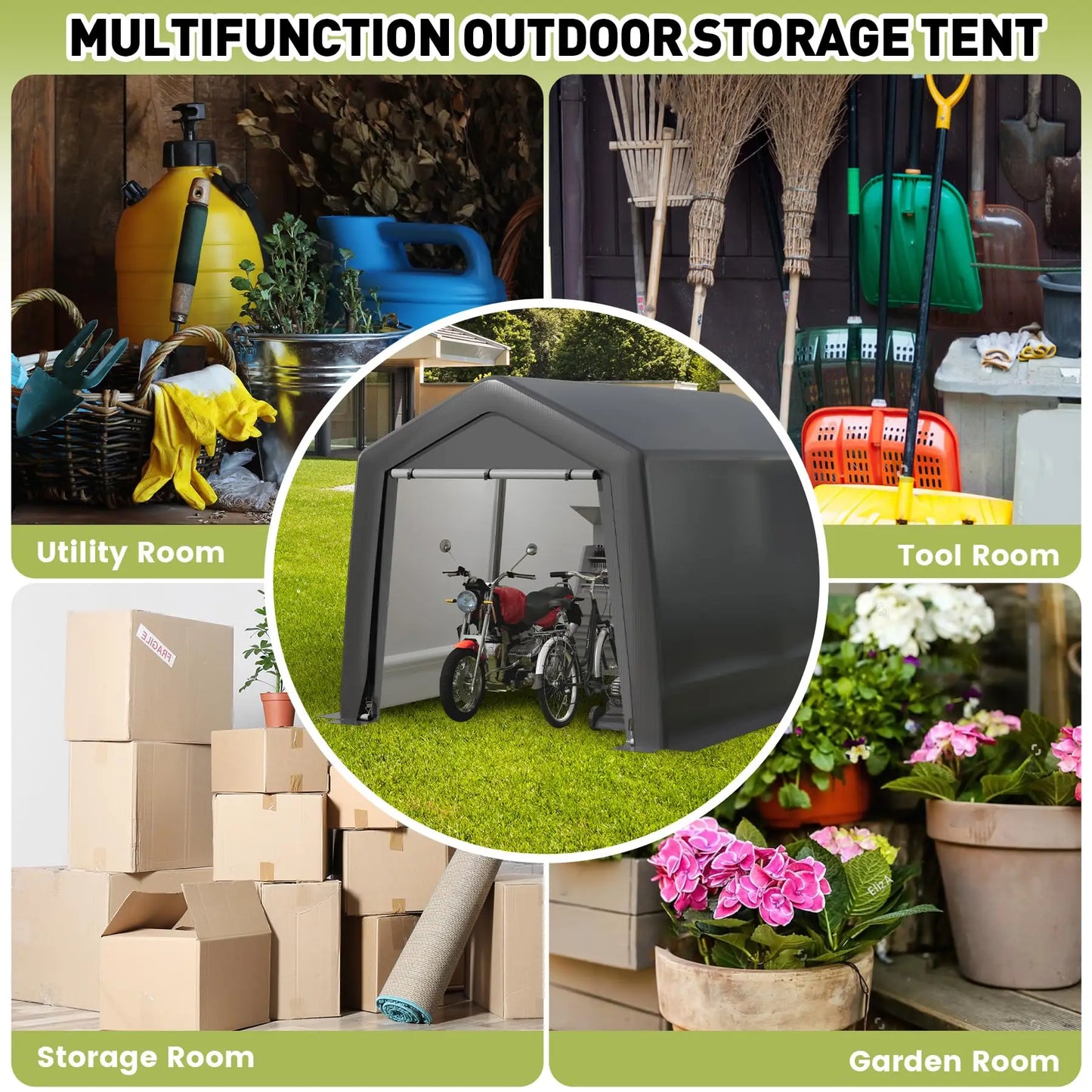 Heavy-Duty Carport – Portable Garage & Canopy with Doors and Windows