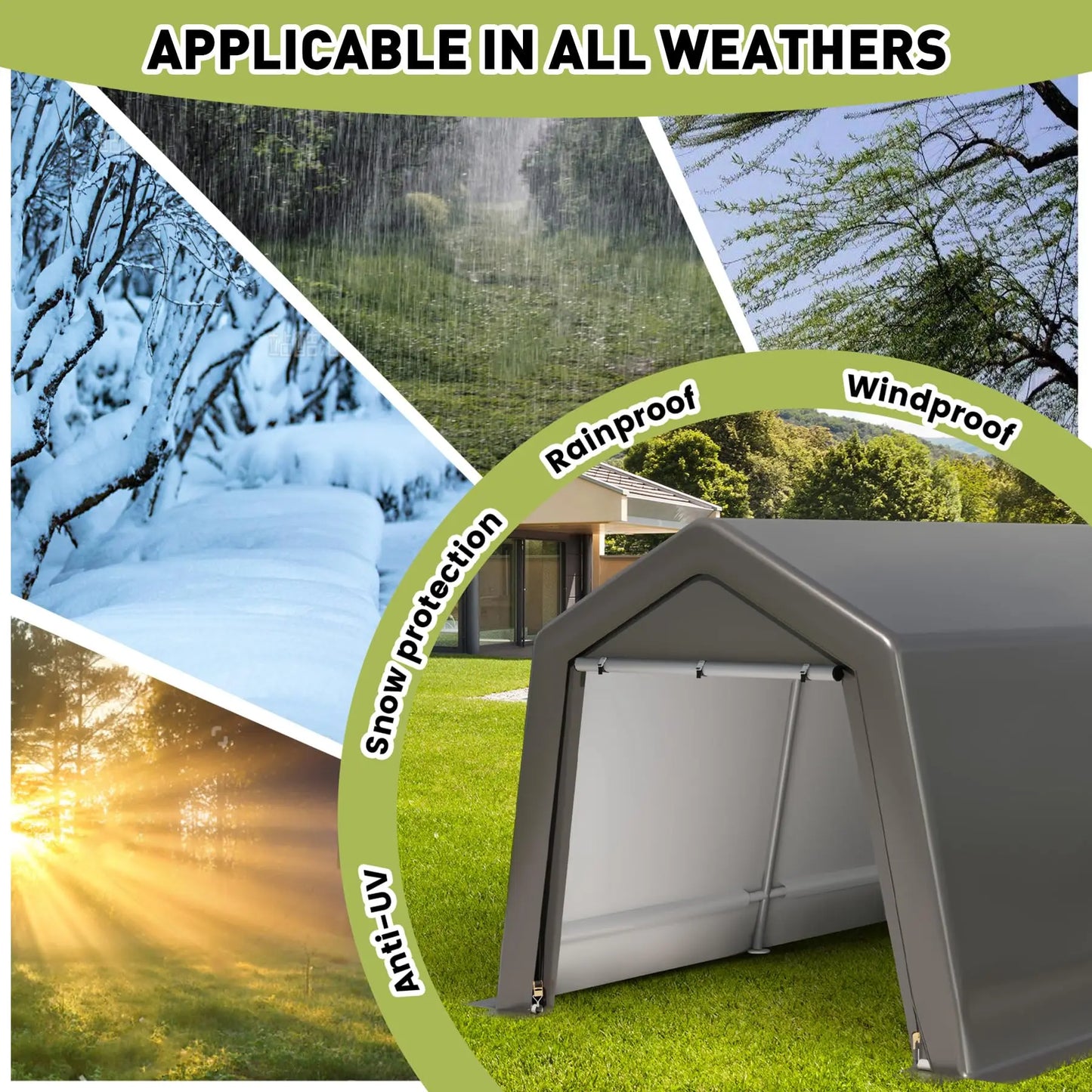 Heavy-Duty Carport – Portable Garage & Canopy with Doors and Windows