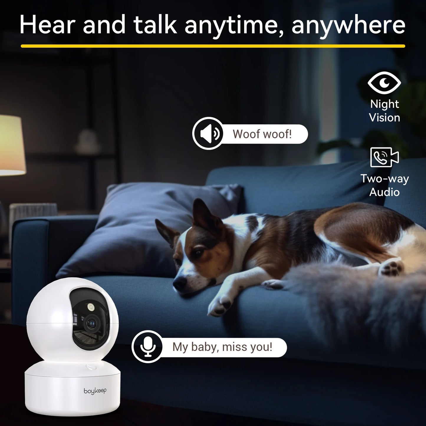 Smart Wi-Fi Security Camera – Baby Monitor with Night Vision
