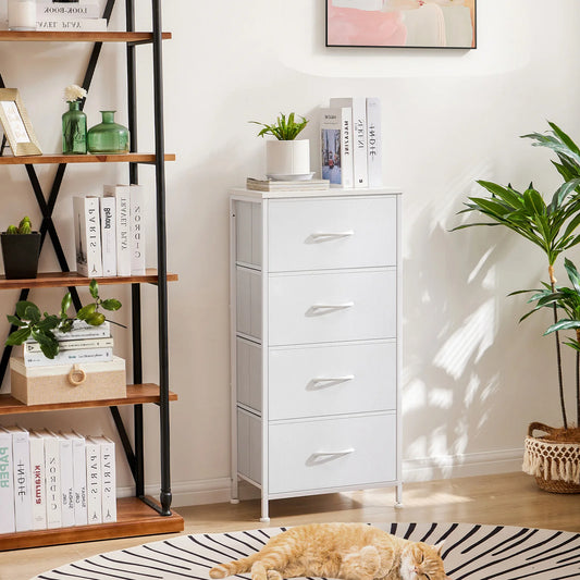 JHK 4-Drawer Fabric Nightstand with Steel Frame