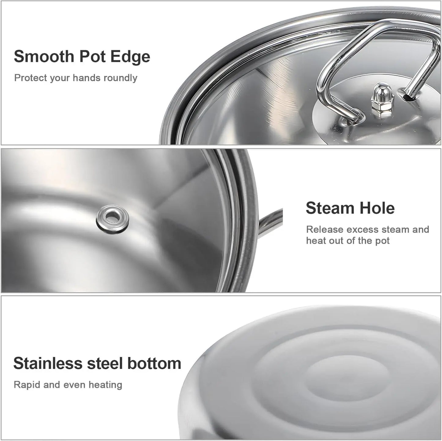 15-Piece Stainless Steel Cookware Set – Non-Stick Pan, Skillet, Wok & Stew Pot