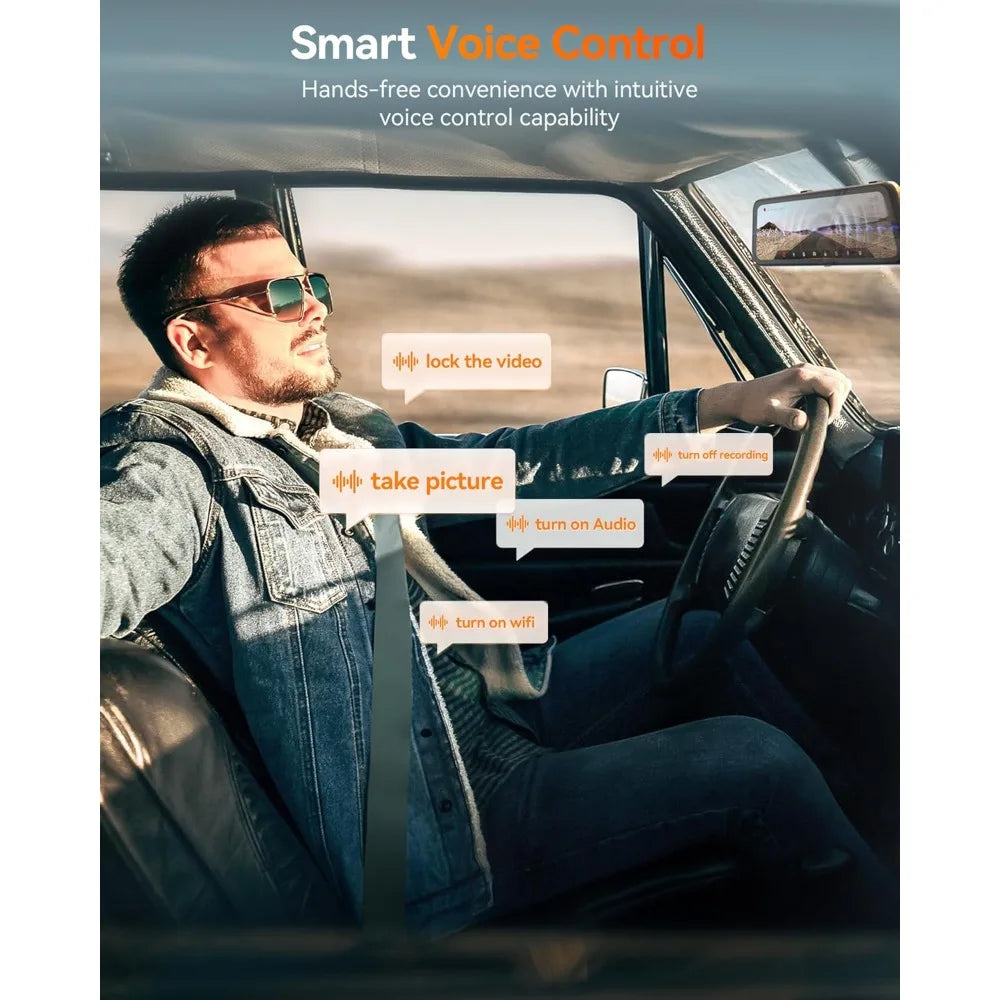 Best-Mirror 12" Dash Cam – STARVIS 2 IMX678, 4K Front & 2.5K Rear, Voice Control