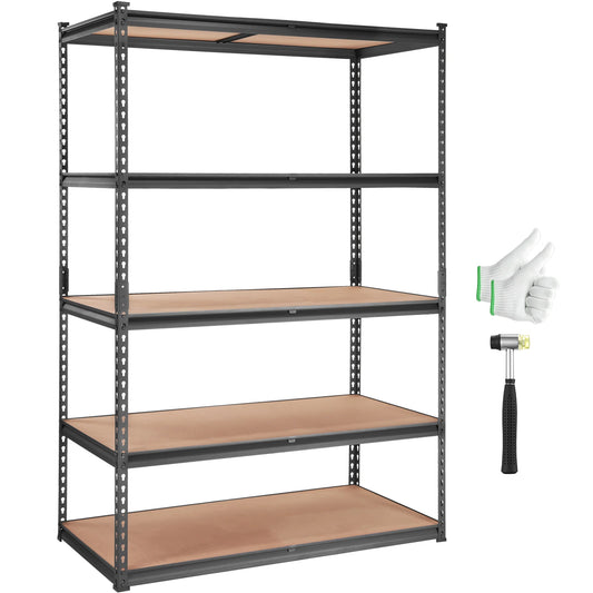 Heavy Duty Metal Standing 5 Shelf Rack for Warehouse, Garage