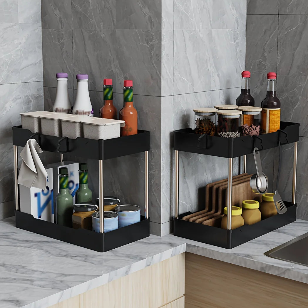 Under Sink Organizer Countertop Storage Racks for Bathroom, Kitchen