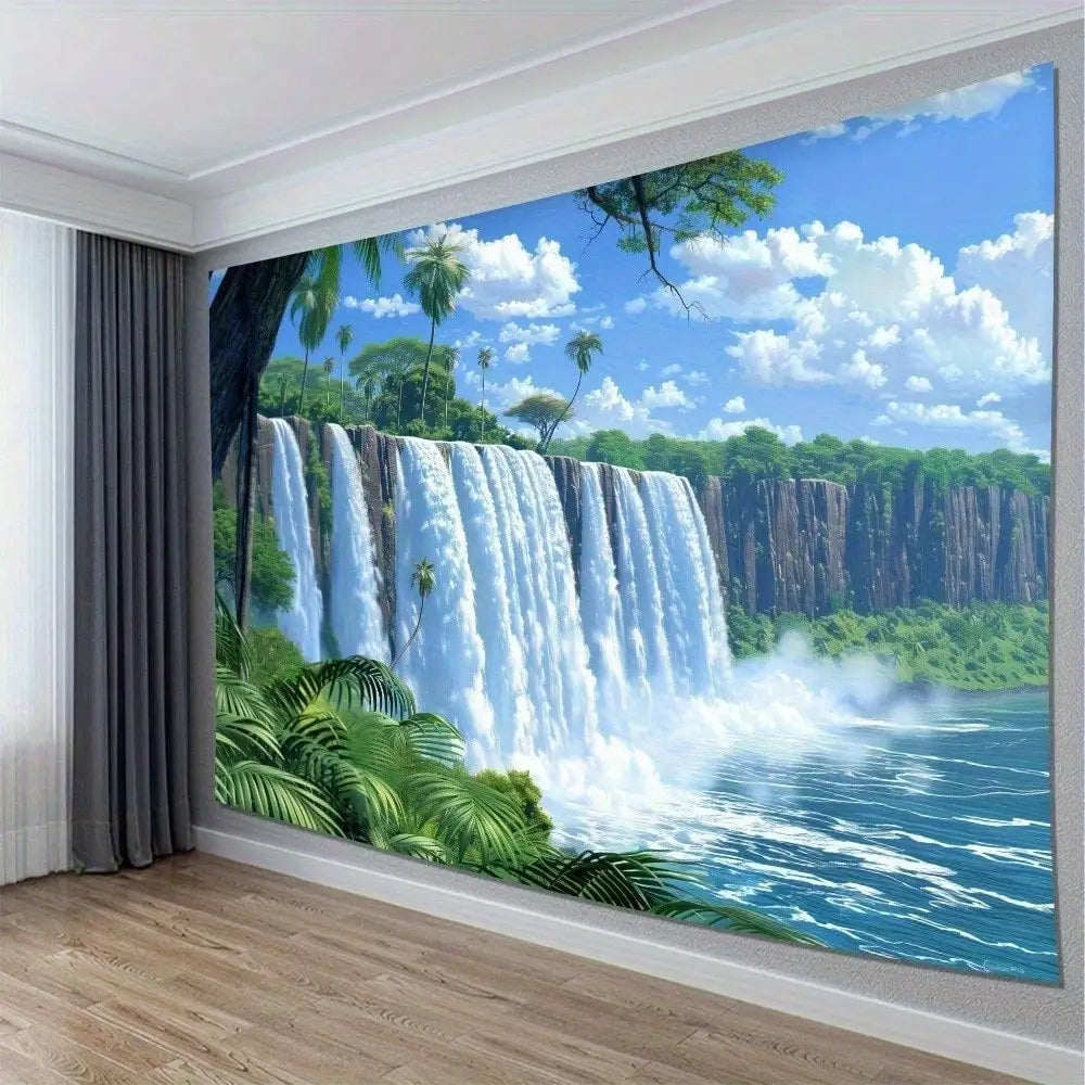 Waterfall Tapestry Tropical Jungle Wall Hanging Nature Landscape