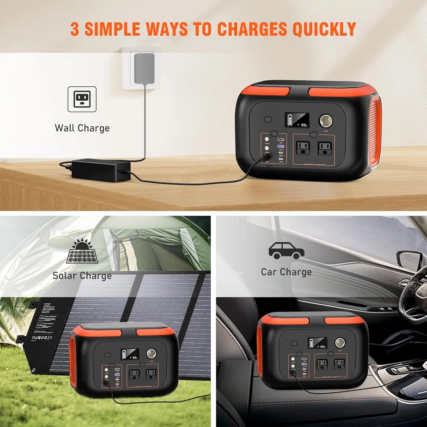 Portable Power Station – Solar Generator & AC/USB Outlets for Camping, RV, Home
