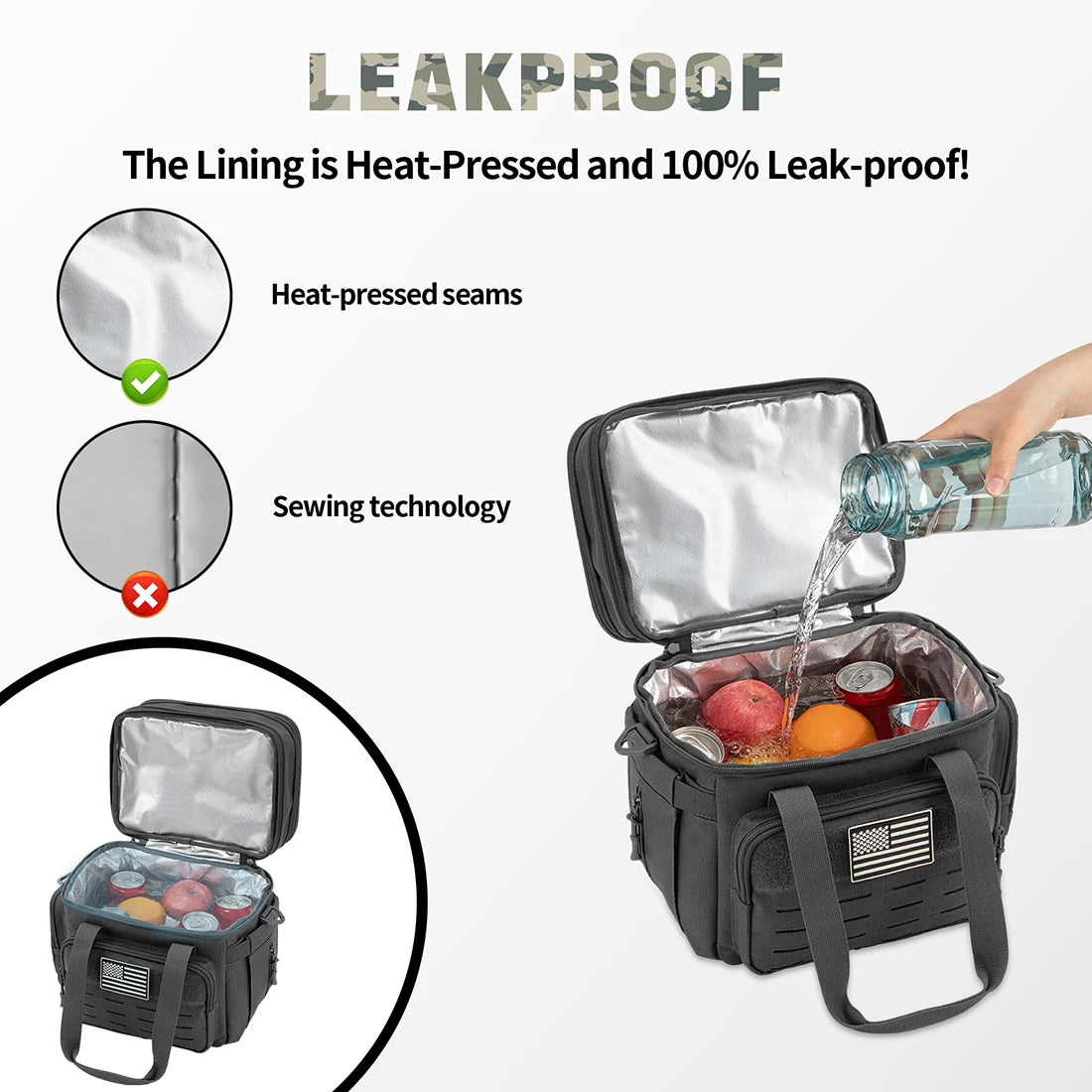 Tactical Lunch Box Expandable Leak Proof Insulated Cooler Bag,