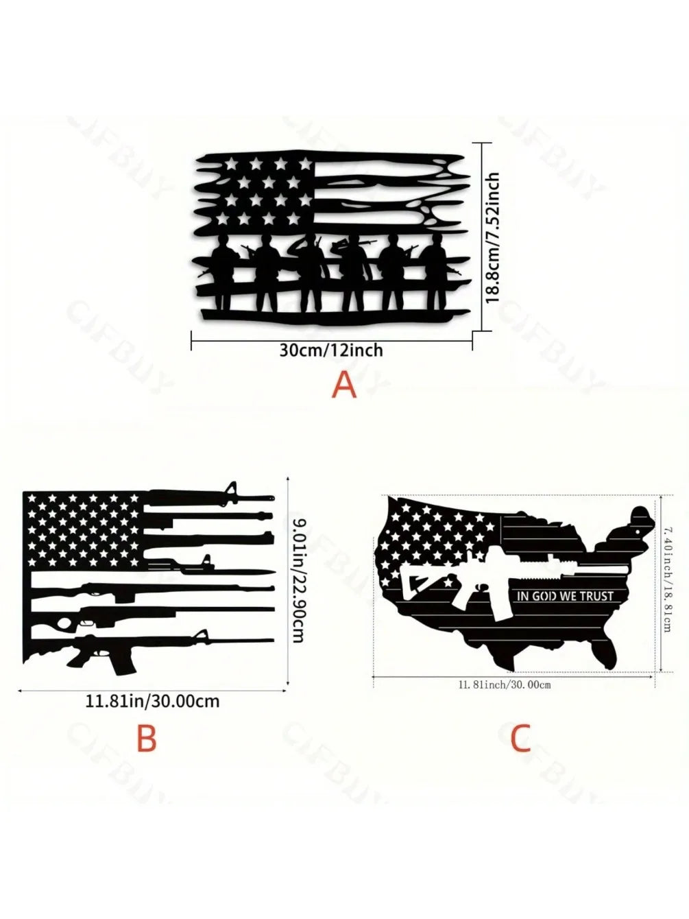 American Flag Gun Metal Wall Art, Home Decor, Wall Sculpture