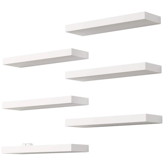 White Floating Wall Shelves – Modern Wall-Mounted Display Shelves
