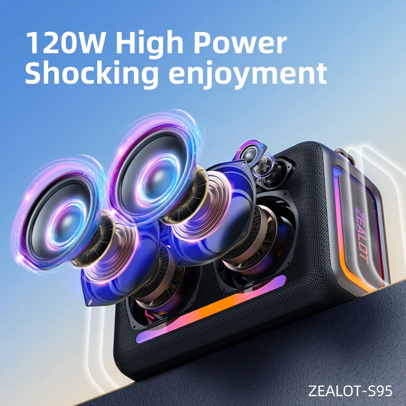 ZEALOT S95 120W Portable Bluetooth Speaker – Waterproof Wireless Outdoor Boombox
