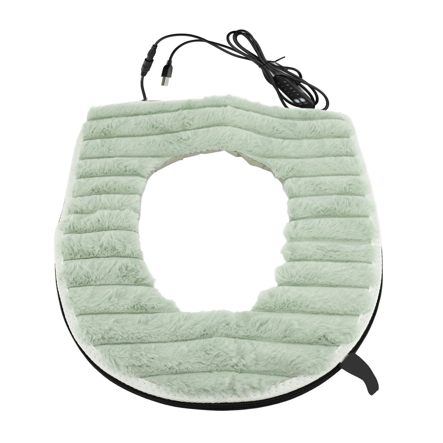 Toilet Heated Seat Washable Fabric, Waterproof PU, USB Heating Warmer