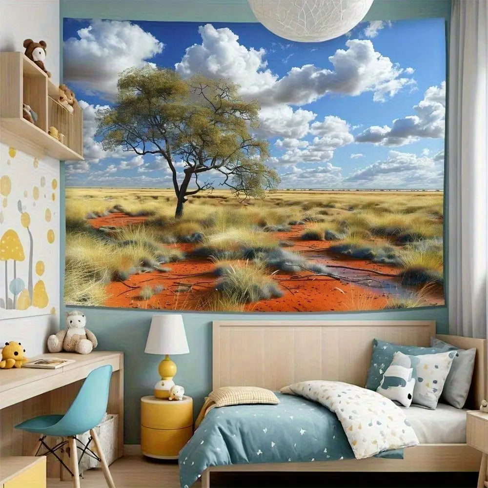 Nature Wall Hanging Tree Tapestry Savannah Landscape