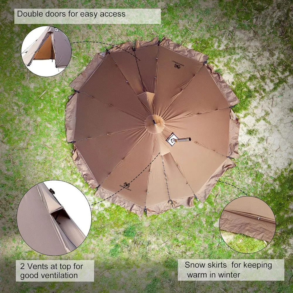 Rock Fortress 4-Season Hot Tent with Stove Jack – Waterproof Tipi