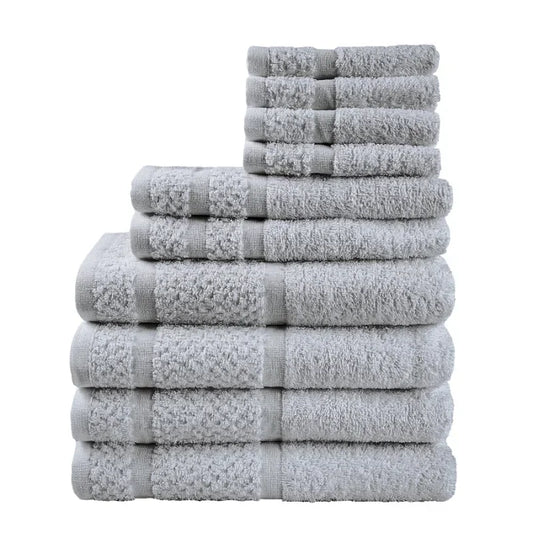 10-Piece Grey Towel Set – Ultra-Soft, Absorbent & Durable Cotton Bath Towels