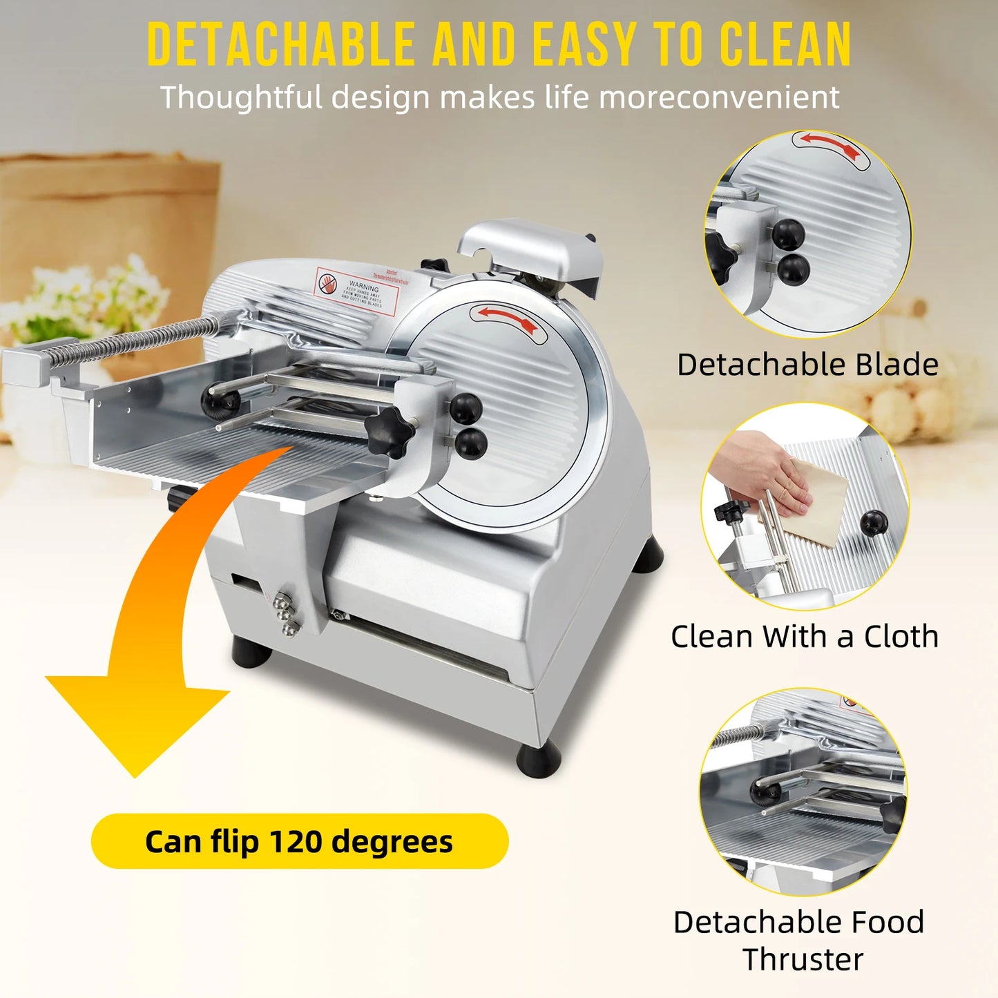 Commercial Meat Slicer – Dual Motor, Stainless Steel Removable Blade