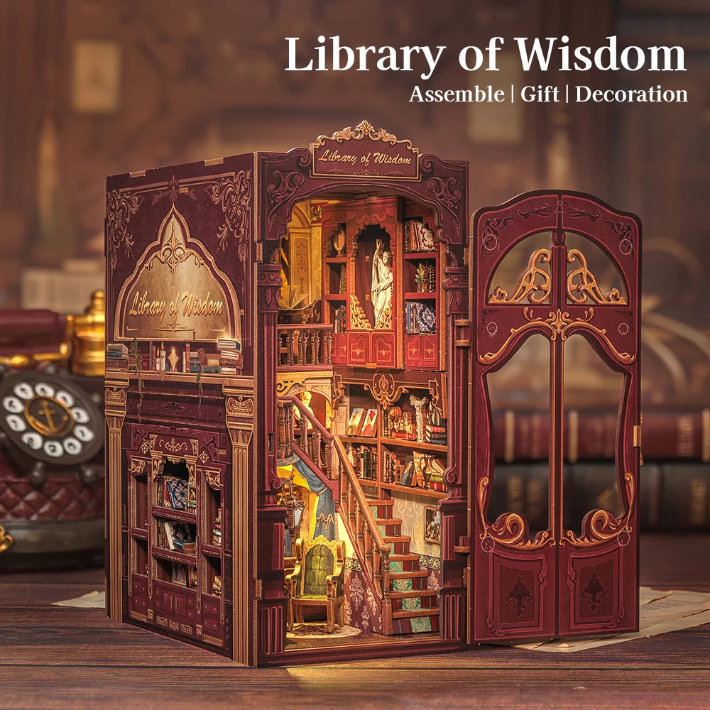 Wooden 3D Puzzle DIY Book Nook Kit Miniature Dollhouse
