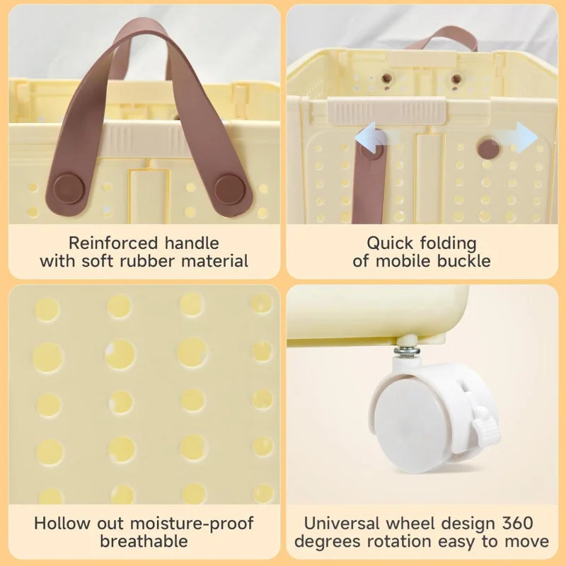 Foldable Laundry Basket with Wheels - XL Collapsible Storage Bin for Clothes,