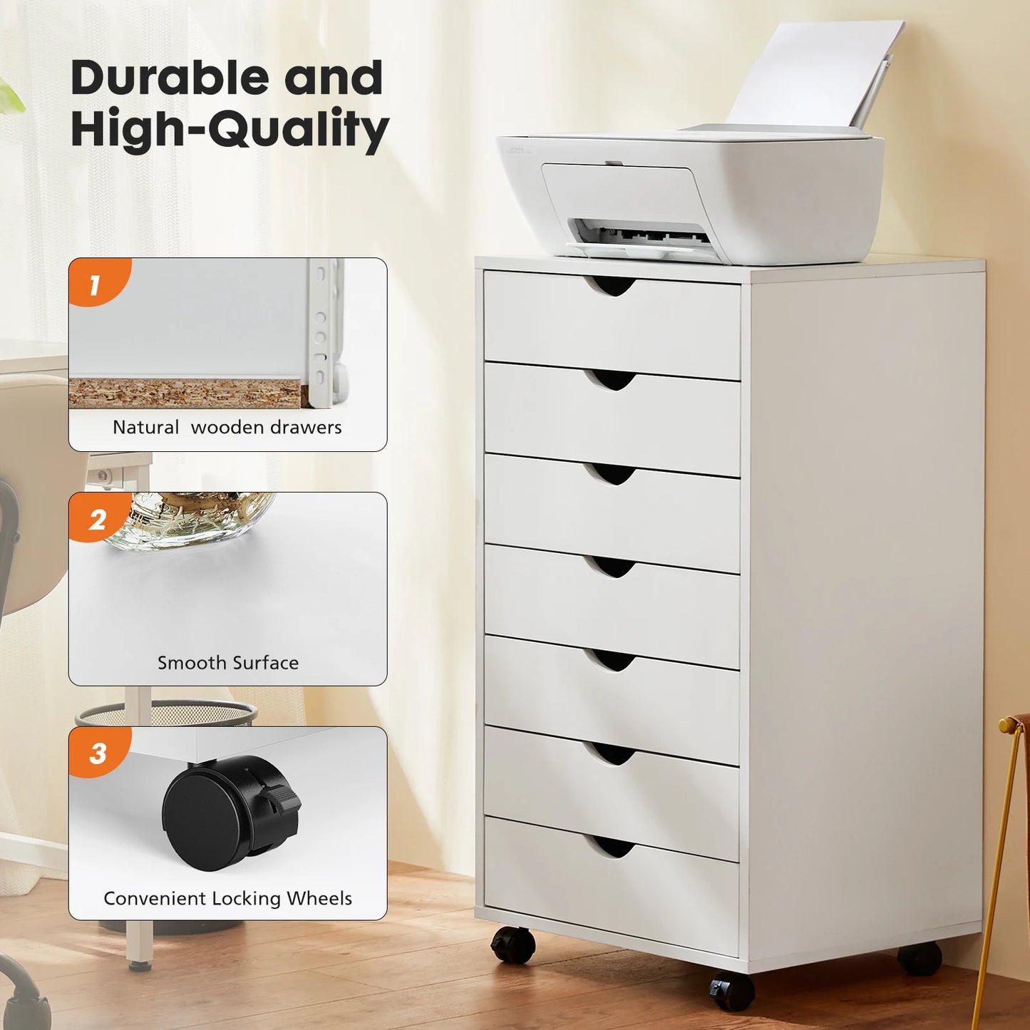 JHK 7-Drawer Rolling Storage Cabinet with Wheels