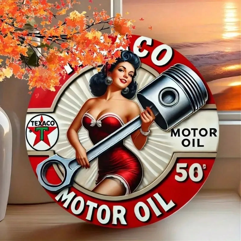 Collectors' Choice Vintage Texaco Petroleum Round Metal Sign