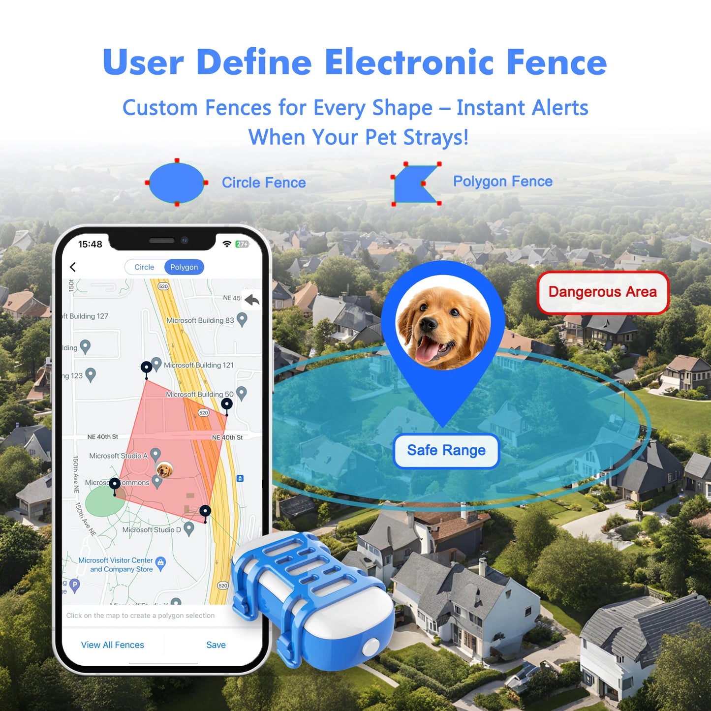 ‌4G Pet GPS Locator Tracker Waterproof Light/Sound Search