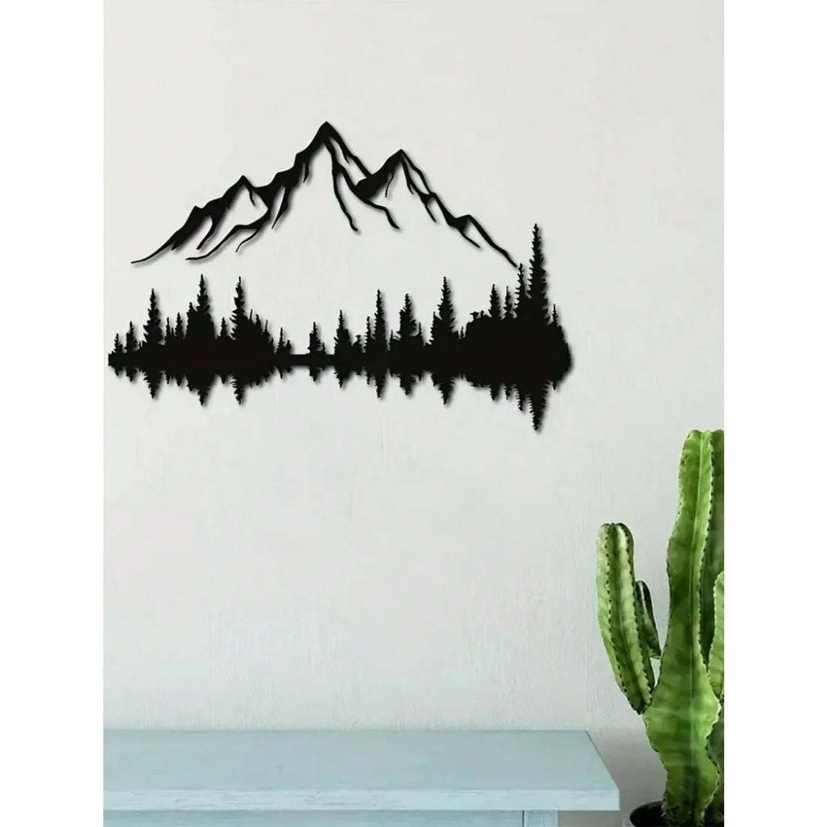 Mountain & Forest Metal Wall Sculpture – Nature-Inspired Rustic Decor