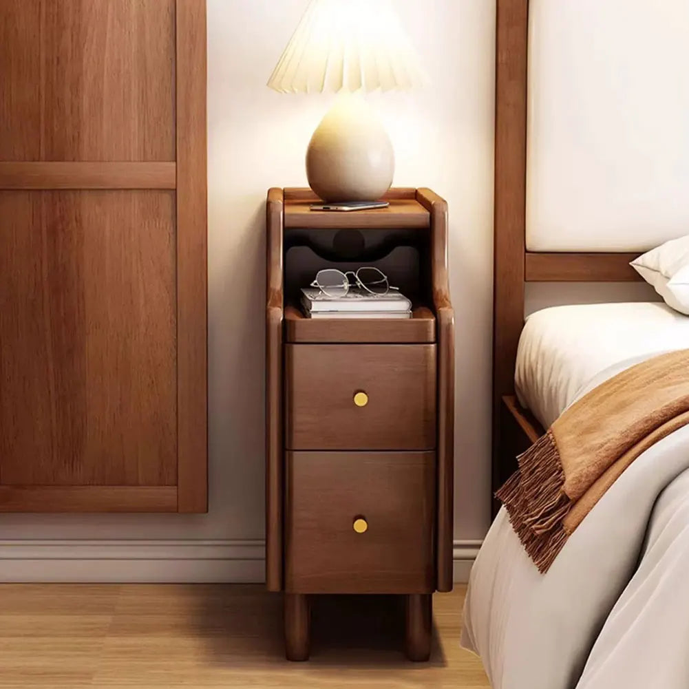 Simple Modern Narrow Nightstand with Storage Bedroom