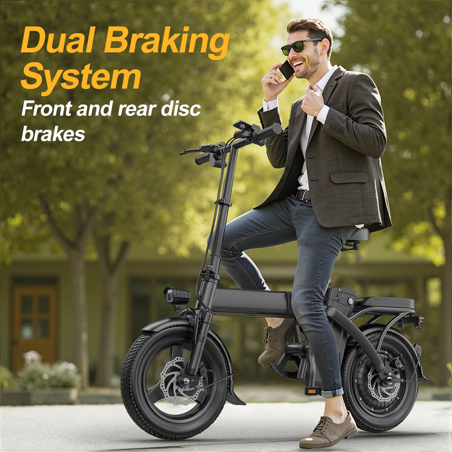 750W Foldable Electric Bike – 48V 15Ah Battery, 14" Tires, LCD Display