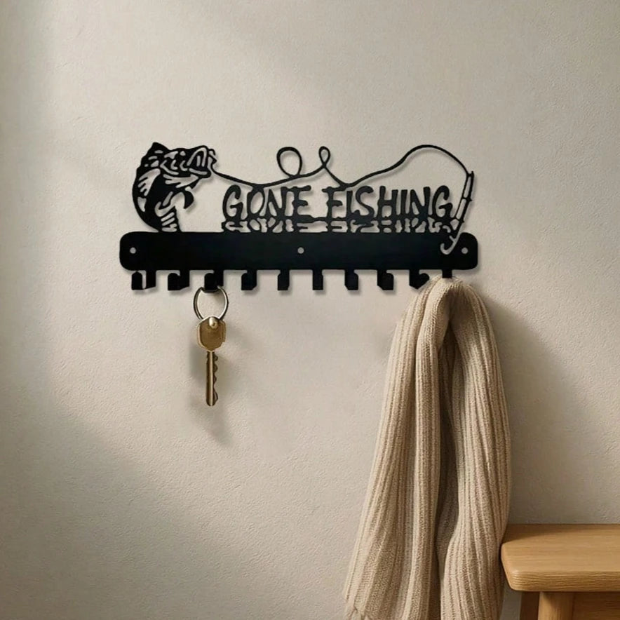 Modern Black Metal Wall Hook, Decorative Hanger Wall Sculpture