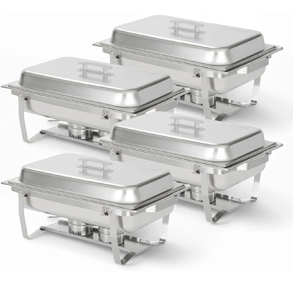 8QT Electric Stainless Steel Chafing Dish Buffet Set 4 Pack Full-Size Pans