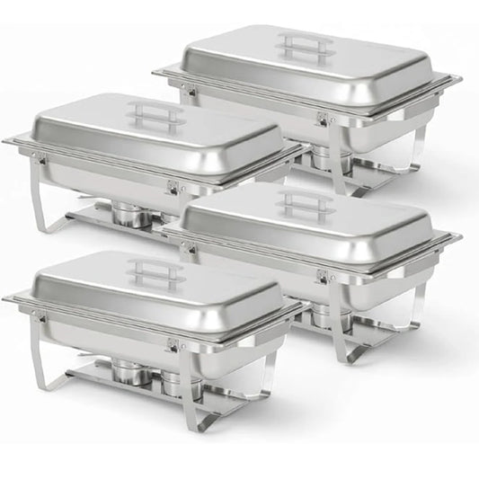 8QT Electric Stainless Steel Chafing Dish Buffet Set 4 Pack Full-Size Pans
