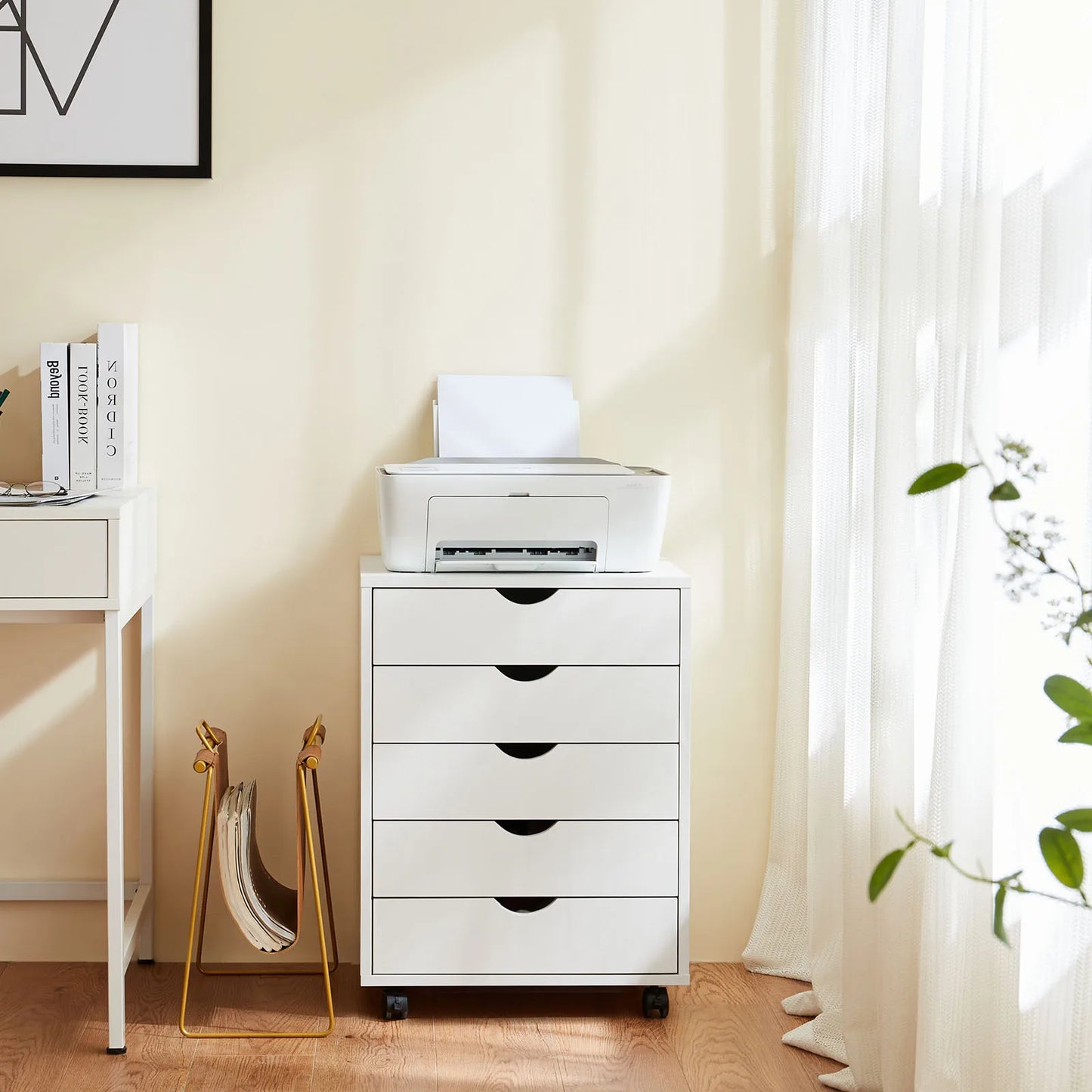 JHK 5-Drawer Mobile Storage Cabinet with Wheels