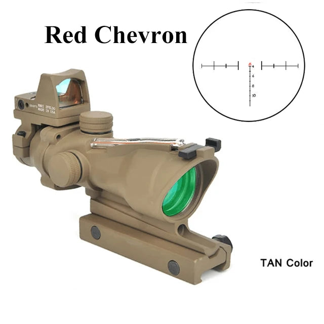 Adjustable 4x32 Tactical Scope with Red Dot – 1x–4x Optic for 20mm Rails