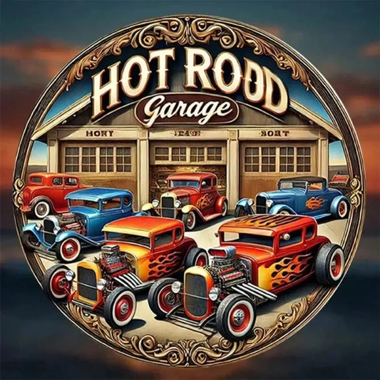 Vintage Hot Rod Garage Tin Sign – Classic Iron Wall Art