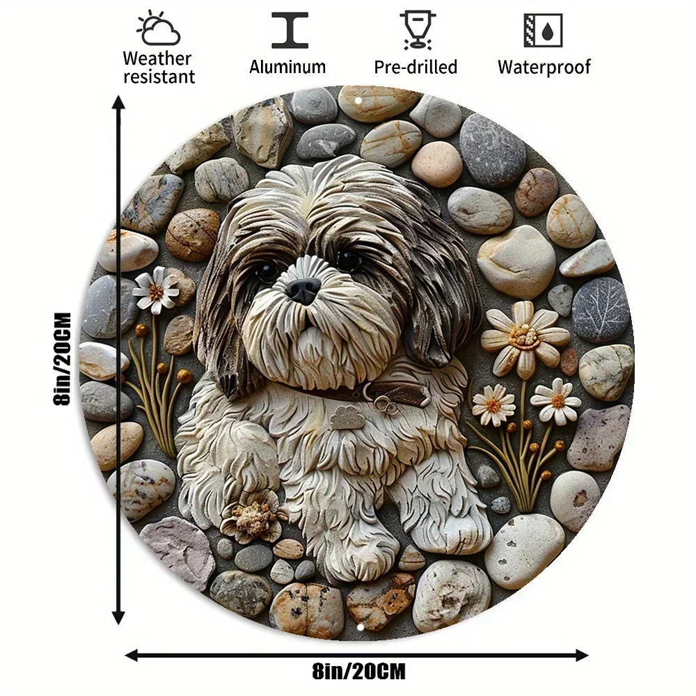 Shih Tzu Aluminum Wreath Cute Metal Ornament for Everyday Display