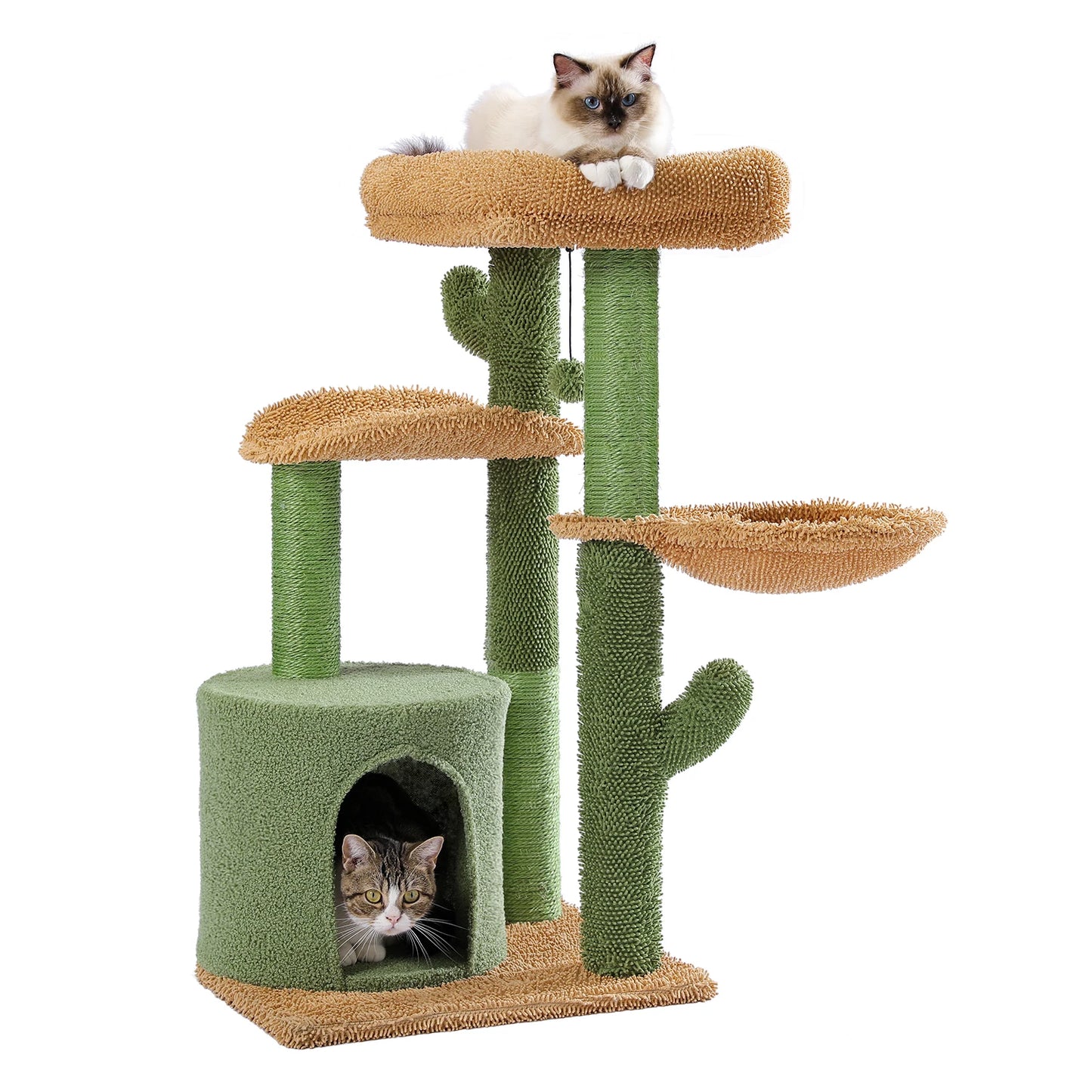 Cactus Cat Tree Tower Scratching Post and Cozy Condo