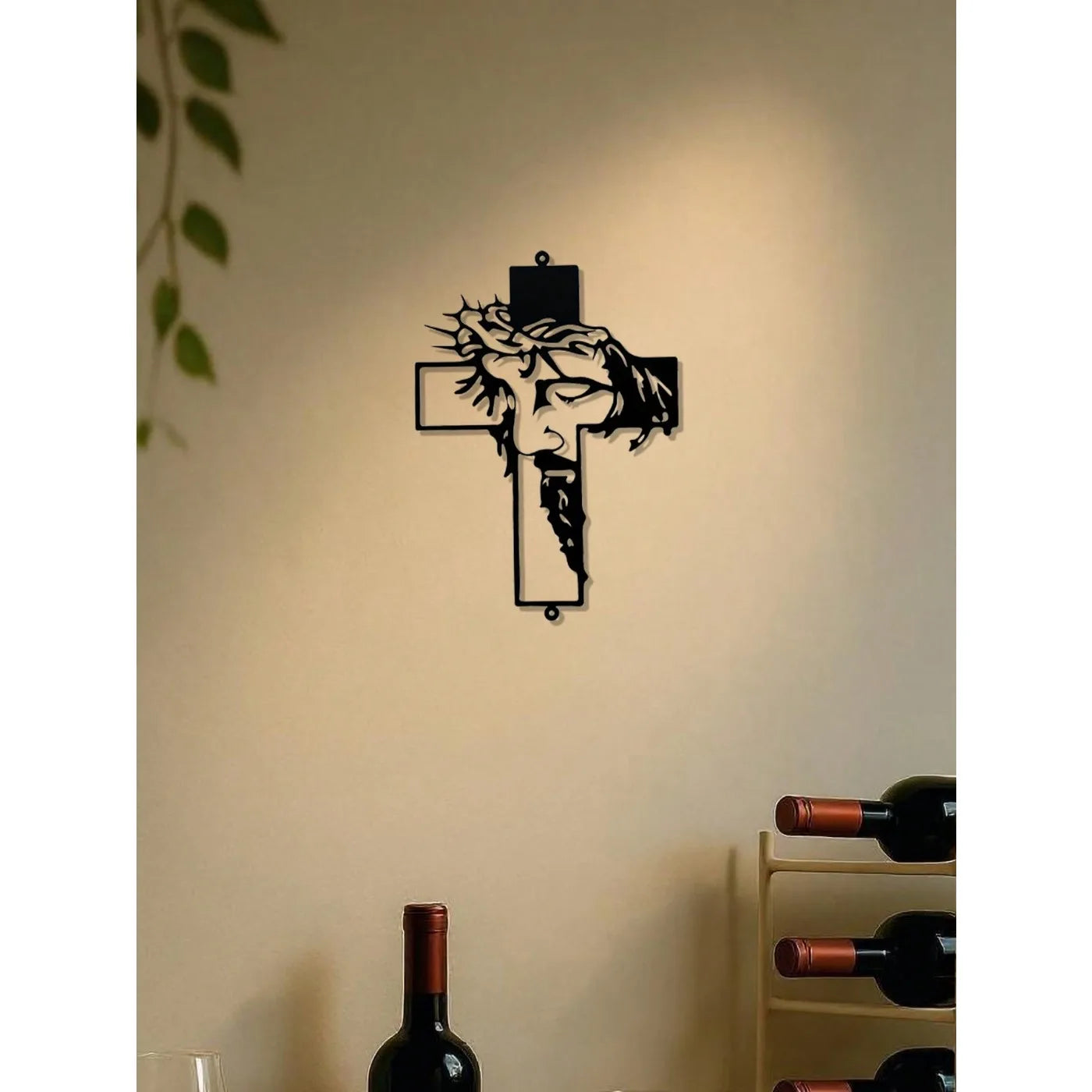 Handcrafted Jesus Metal Cross Sculpture – Rustic Faith Wall Art