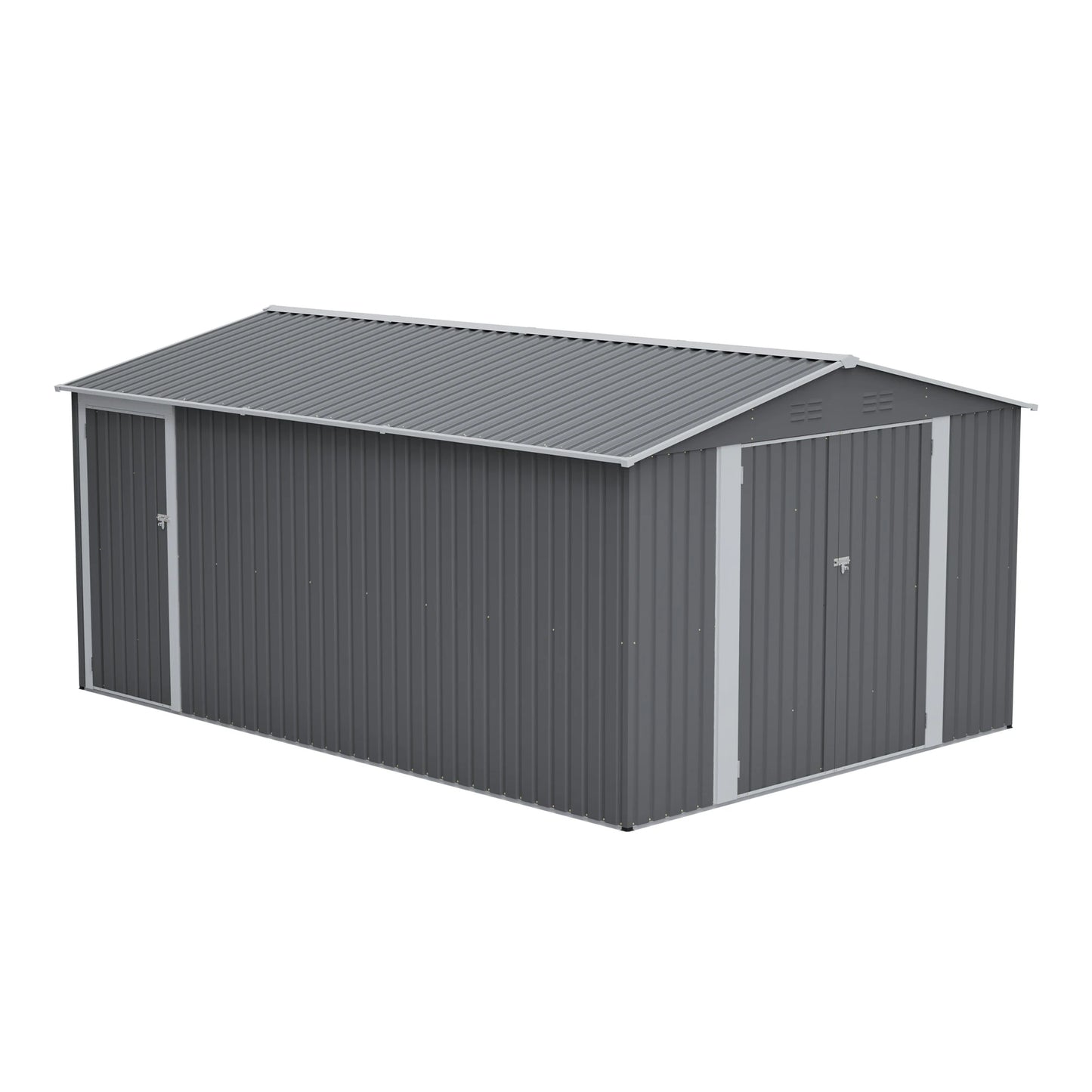 10×14 FT Large Metal Storage Shed – Lockable Doors & Ventilated Waterproof Design