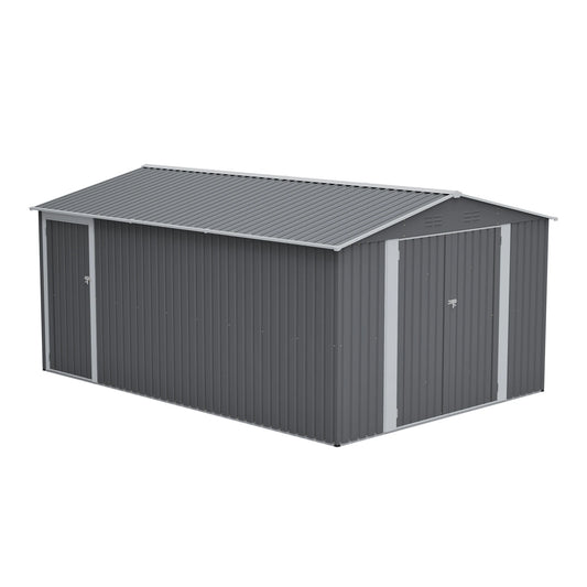 10×14 FT Large Metal Storage Shed – Lockable Doors & Ventilated Waterproof Design