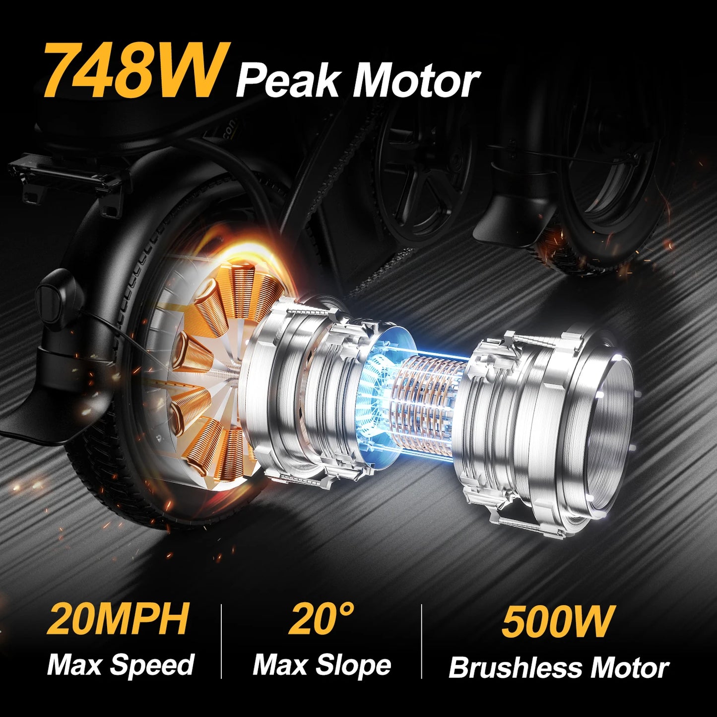 750W Foldable Electric Bike – 48V 15Ah Battery, 14" Tires, LCD Display