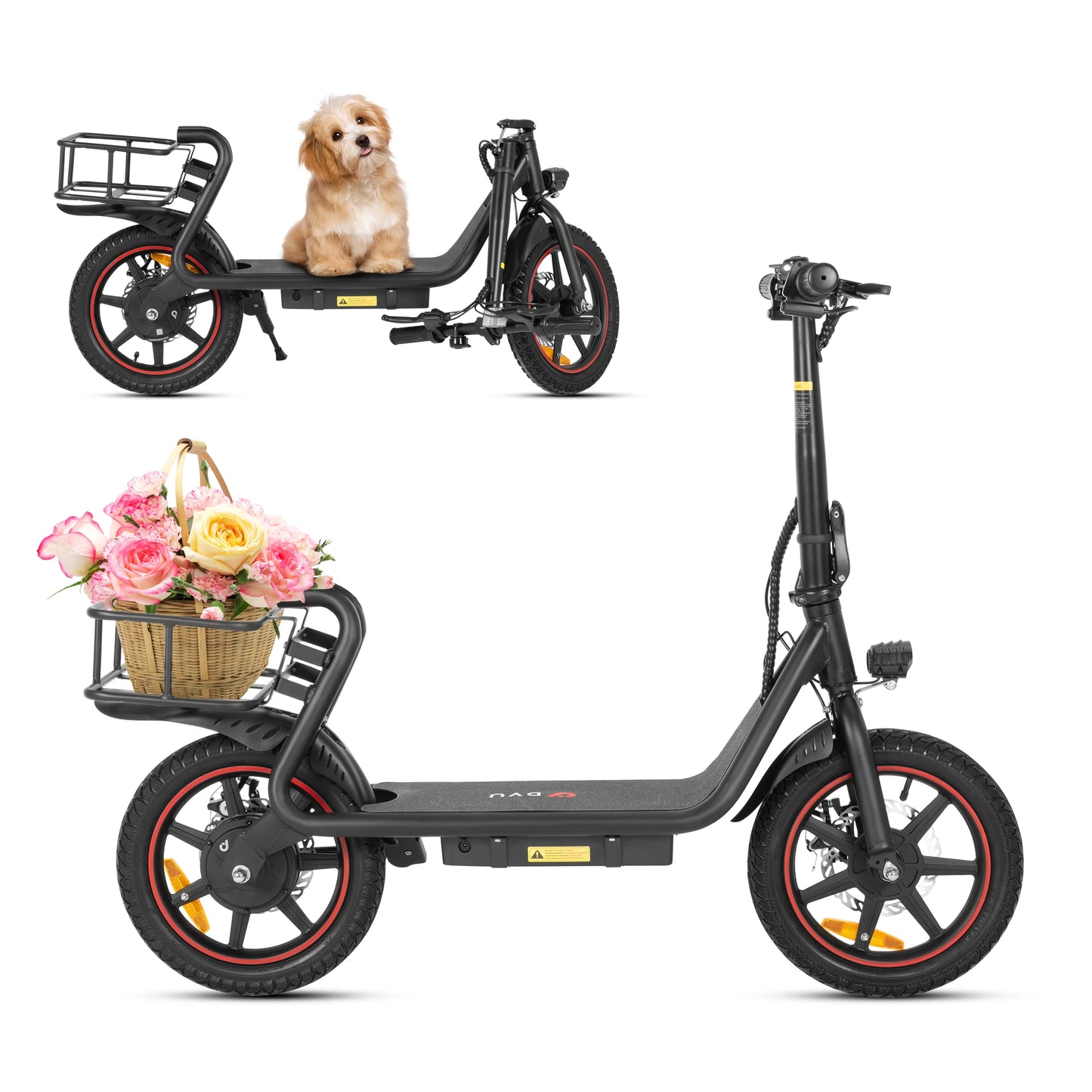 C4 Peak 500W Electric Scooter with Seat & Basket – 15.5 MPH, 15.5-Mile Range