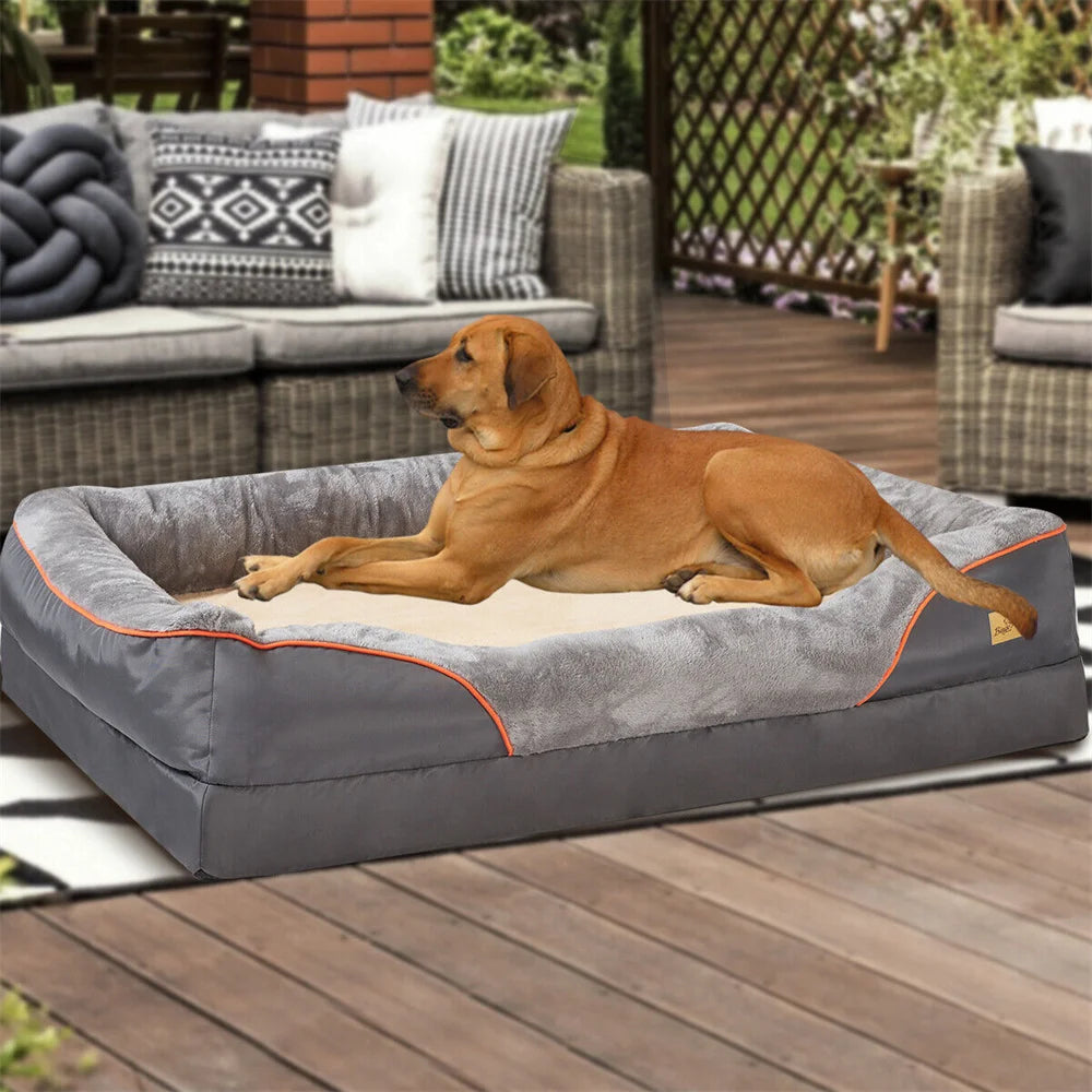 Jumbo Orthopedic Dog Bed – Memory Foam Pet Sofa Couch with Waterproof Cover