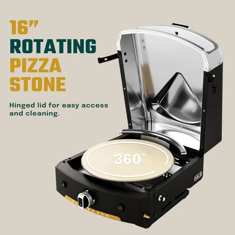 Versa 16" Propane Gas Outdoor Pizza Oven – Rotating Stone, Portable Kitchen Appliance