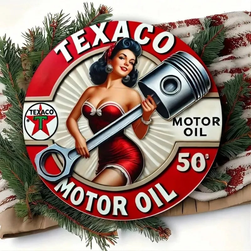 Collectors' Choice Vintage Texaco Petroleum Round Metal Sign