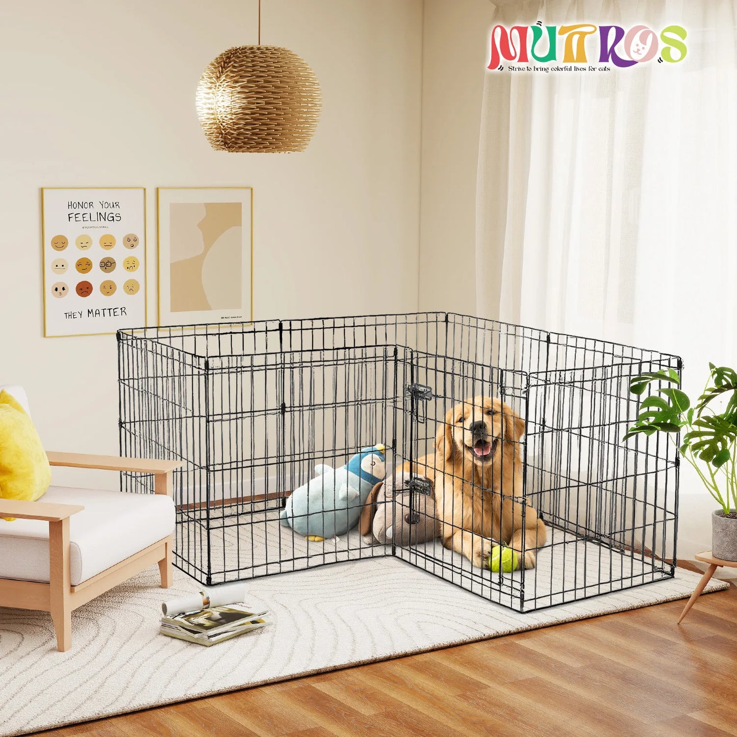 Foldable Metal Dog Playpen – Pet Fence for Dogs, Puppies, and Cats