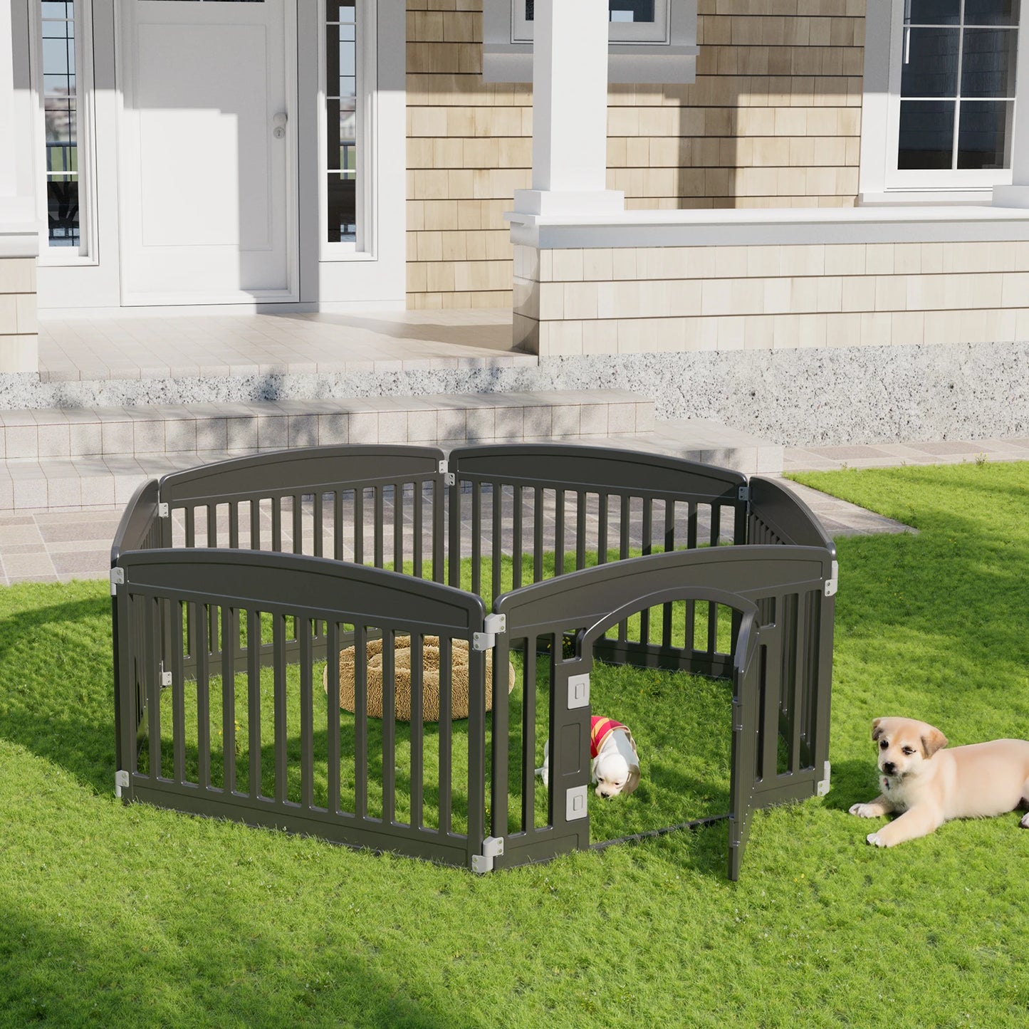 6-Panel Plastic Dog Playpen – 24-Inch Expandable, Durable Pet Fence