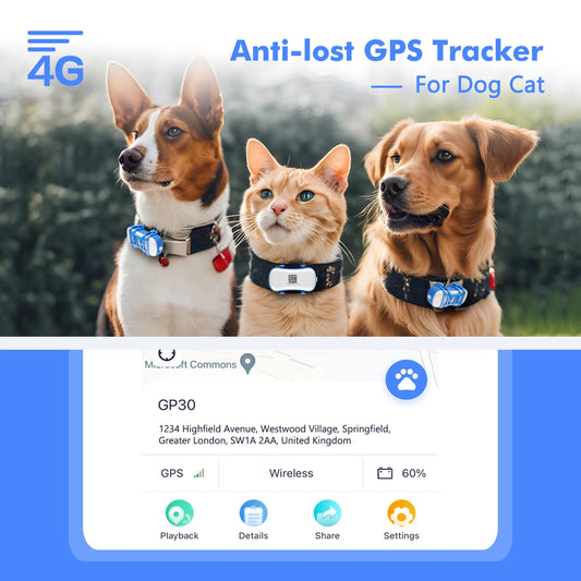 ‌4G Pet GPS Locator Tracker Waterproof Light/Sound Search