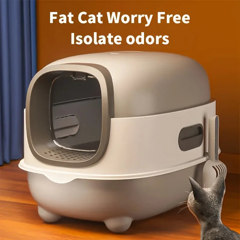 Cat Litter Box – Spacious Foldable Top-Entry Design, Anti-Splash & Odor-Control