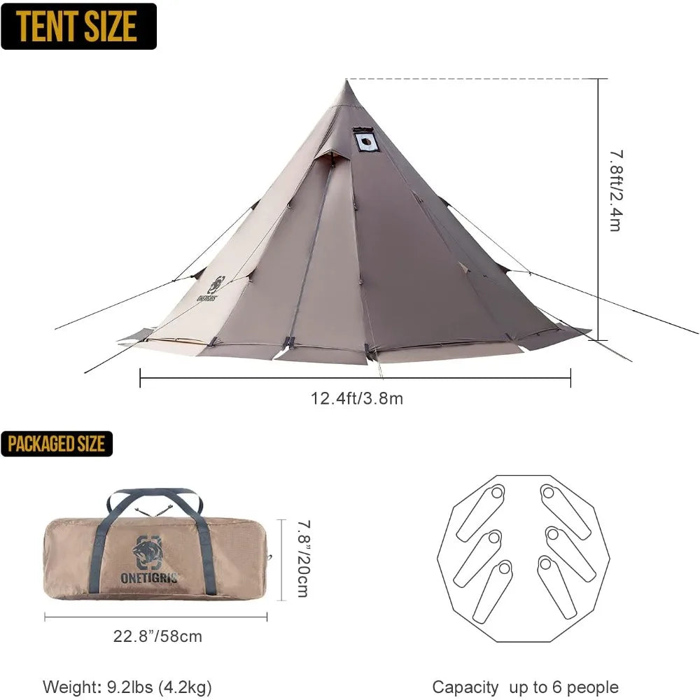 Rock Fortress 4-Season Hot Tent with Stove Jack – Waterproof Tipi